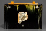 Intensely Swirled General Electric L-574 Catalin Radio in Dark Green + Yellow